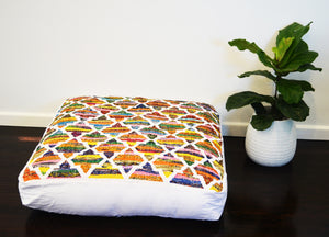 Colourful patterned large floor cushion
