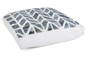 Blue and white herringbone pattern large floor cushion